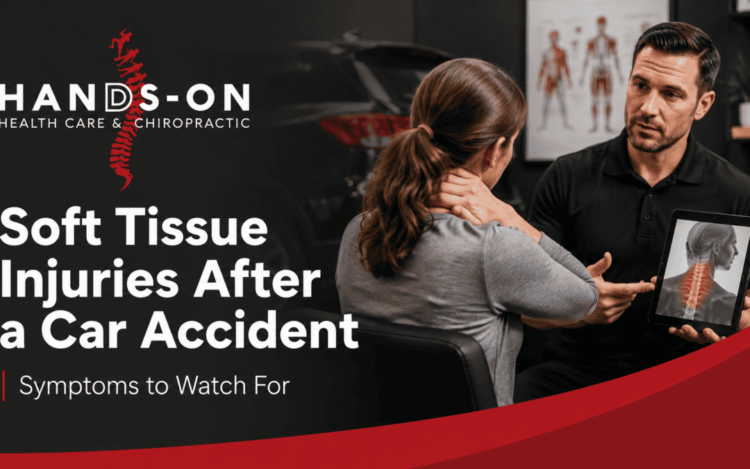 Chiropractor evaluating soft tissue injuries after a car accident