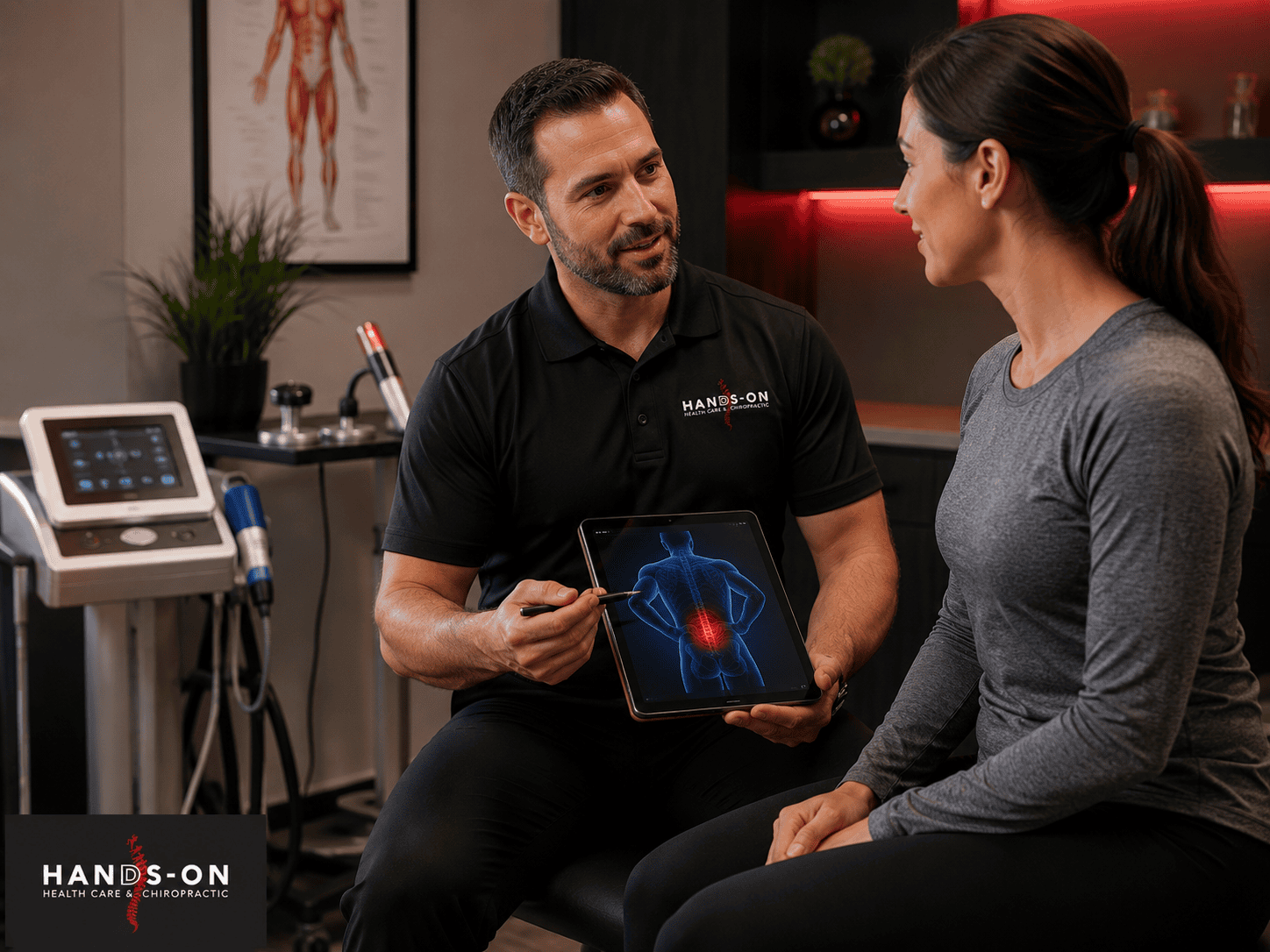 Hands-On Health Care & Chiropractic provider discussing treatment options with a patient